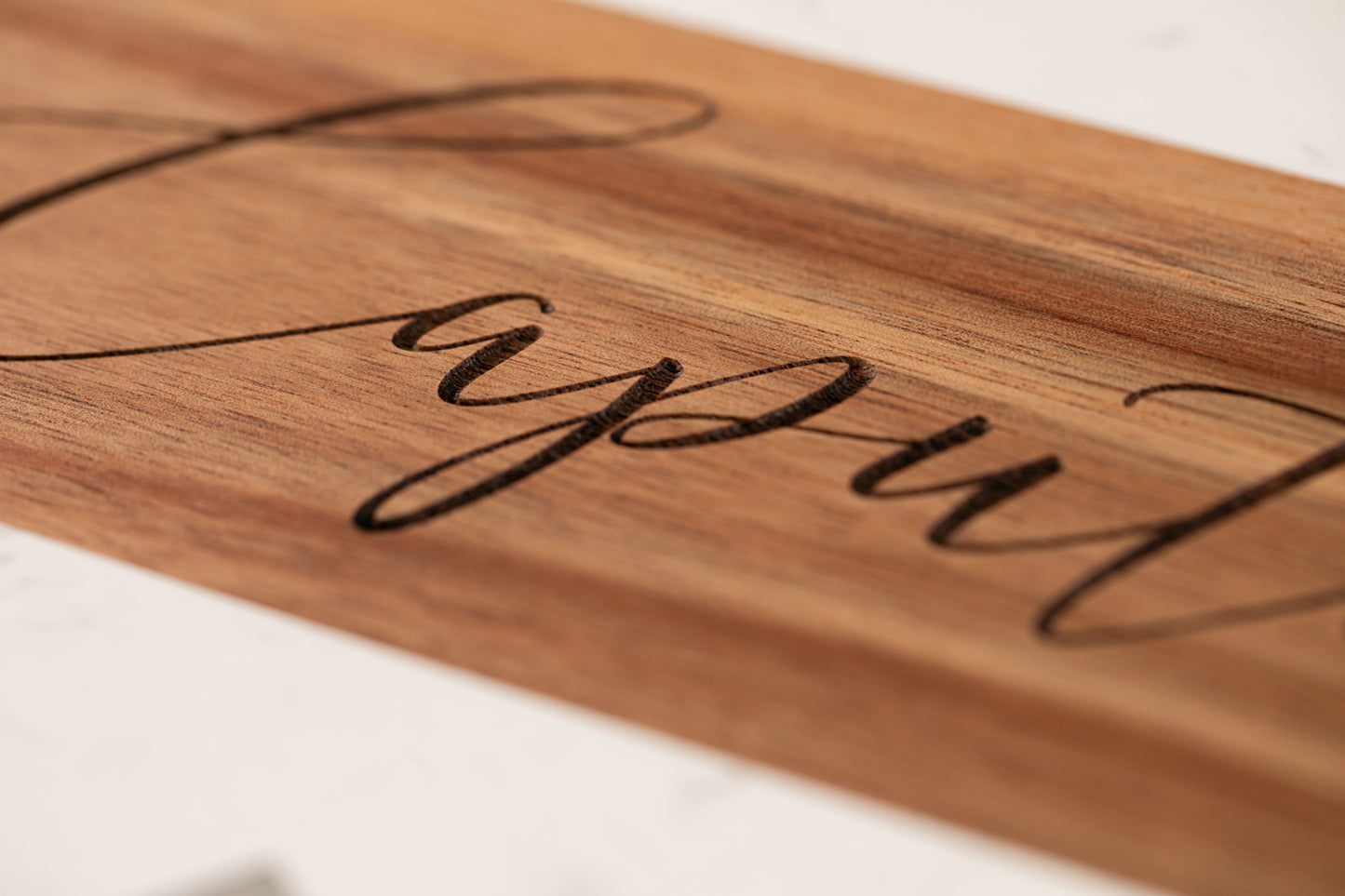 Personalized Marble and Acacia Charcuterie Board with Utensils