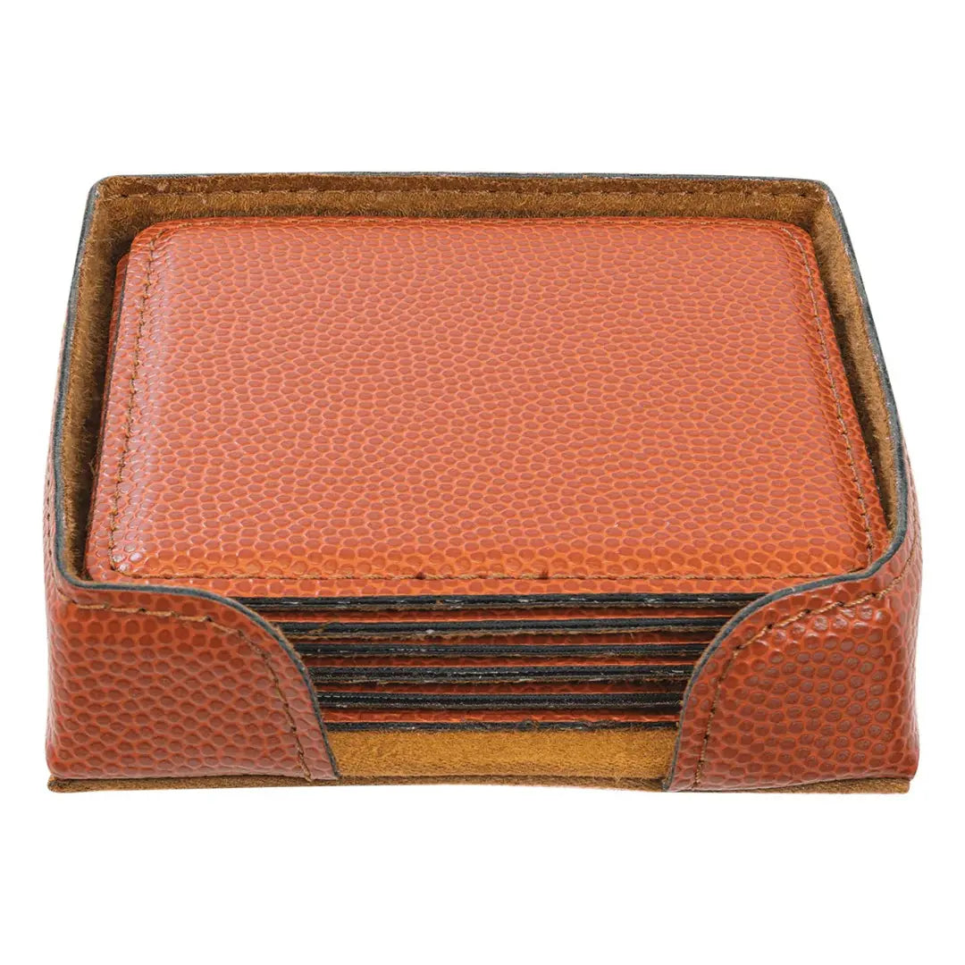 Brown leather card holder with multiple cards on a white background