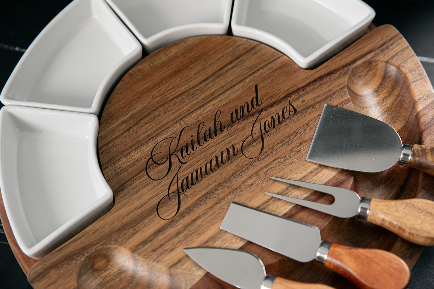 Round Charcuterie Board With Utensils