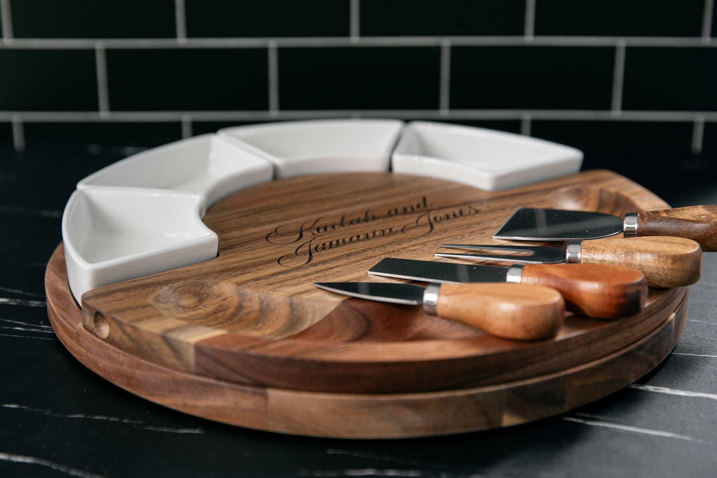 Round Charcuterie Board With Utensils