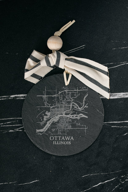City Of Ottawa Map Slate Ornament