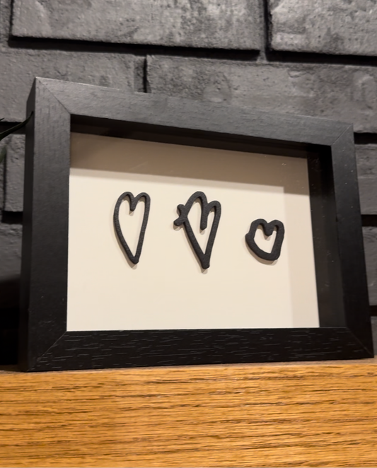 Handwritten heart shadow box