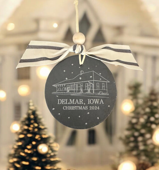 Delmar Iowa Slate Ornament