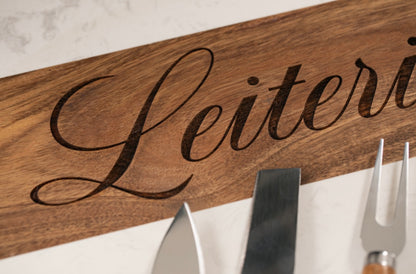 Personalized Marble and Acacia Charcuterie Board with Utensils & Ramekins