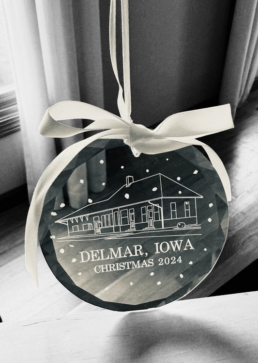 Delmar Iowa Glass Ornament