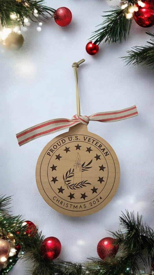 Wooden veterans ornament