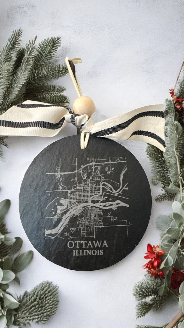 City of Ottawa Slate Map Ornament