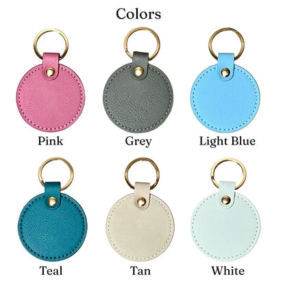 Personalized Round Leatherette Keychain